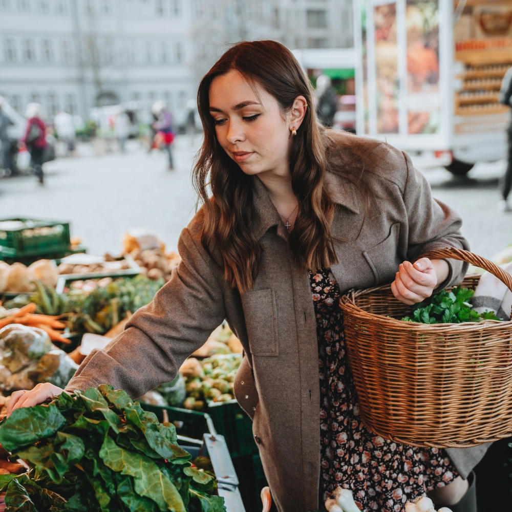 étudiante au marché